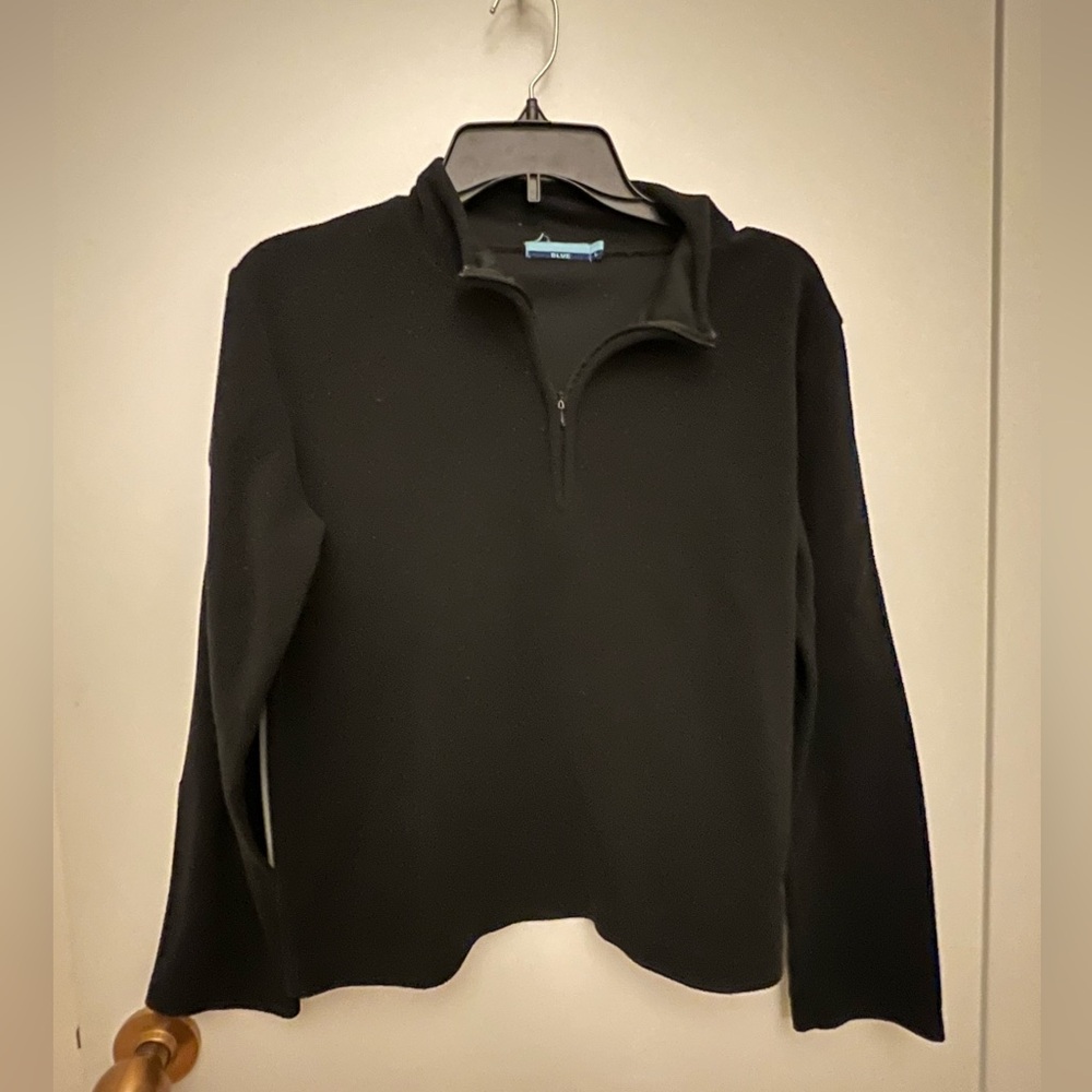 Juniors All Black Long Sleeve Polyester Zip Up